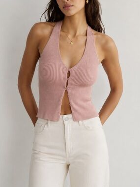 Aritzia Wilfred Affinity Top Y2K Going Out Button Front Dusty Rose Women’s M